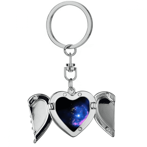 bright mystery nebula universe spheart angel wing key chain holder