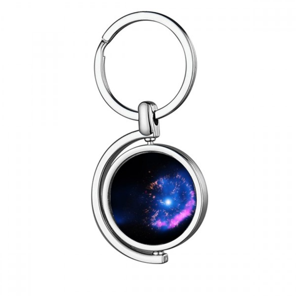bright mystery nebula universe sprotating keychain metal keyring holder
