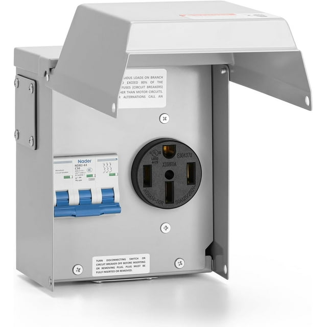 briidea 50 Amp Temporary RV Power Outlet with Breaker, Outdoor Breaker