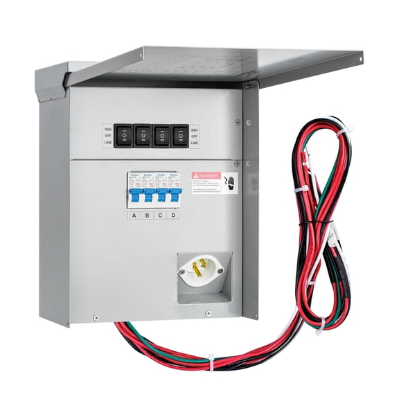 Briidea Generator Transfer Switch Kit, 15A 120V 4‑Circuit, Indoor/Outdoor, IP67 Waterproof, Prewired, Electrical, 1 Pack