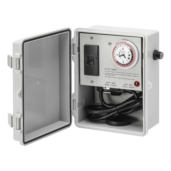 briidea Multi-Purpose Control Panel for 1/2-1HP Fountains, Circulators, Surface Aerators with 24-Hour Timer Switch, Fountain and Lighting Control, GFCI Protection, IP65 Ideal for Gardens & Ponds