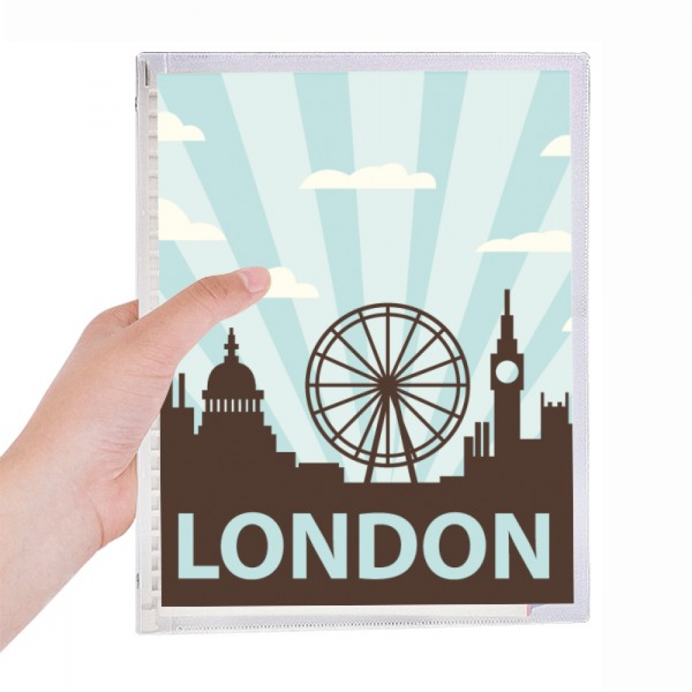 britain uk london eye outline united kingdom notebook loose diary refillable journal statiry