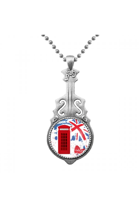 britain uk london flag red teleph booth pendant jewelry music guitar torque hangtag