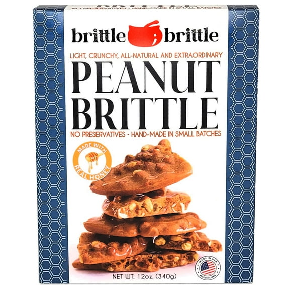 brittle-brittle TMH1 Peanut Brittle Candy, Handmade Old Fashioned Peanut Brittle Made with Honey, All Natural, Gluten Free, Perfect Snack or Gift, 12 oz