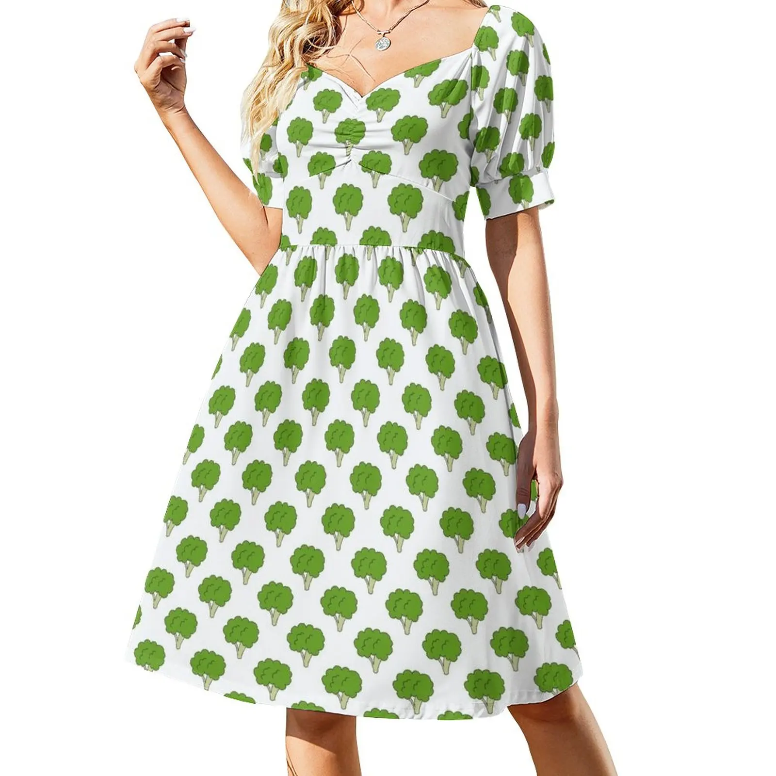 broccoli pattern Sleeveless Dress women long dresses summer woman dress