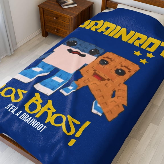 The bros! viral meme character inspired viral meme game, blocky survival game, viral meme sound Throw Blanket, Flannel Blanket for Gamers, Fun Gift, Room