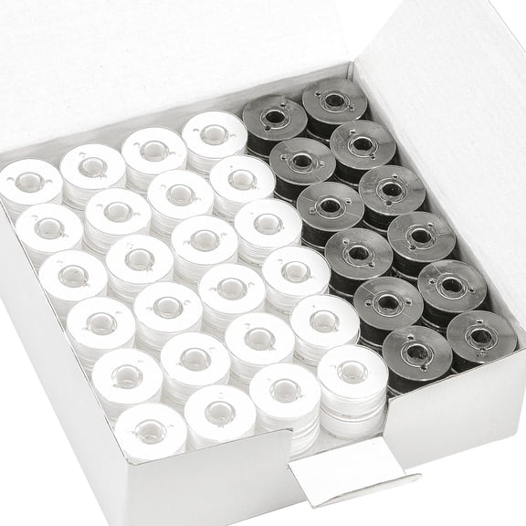 brothread 144pcs White +Black Prewound Bobbin Thread Plastic for Embroidery and Sewing Machine Polyester Thread Sewing Thread