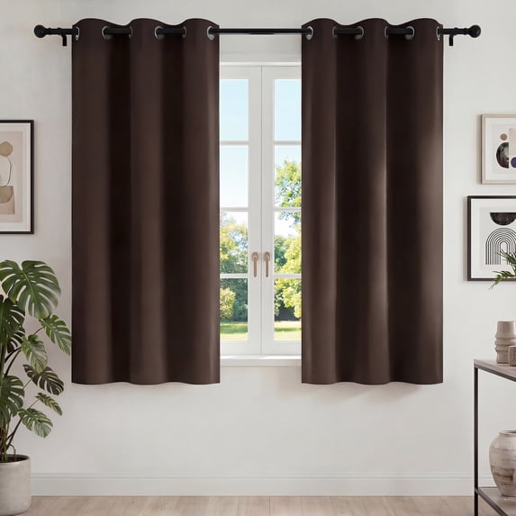 Blackout Curtains for Bedroom, Thermal Insulated Blackout Curtain 2 Panels 42x63 inch, Black Drapes with Grommets, Noise Reducing Energy Saving & Wrinkle-Free Drapes for Living Room,Brown