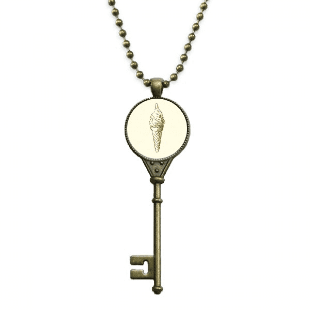 brown hand drawings sweet ice key necklace pendant tray embellished ...