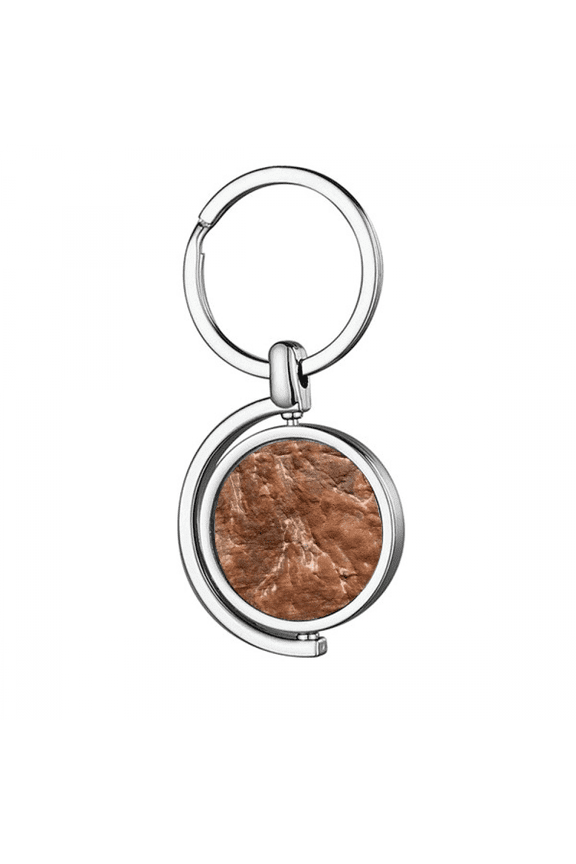 brown rock rough pattern rotating keychain metal keyring holder