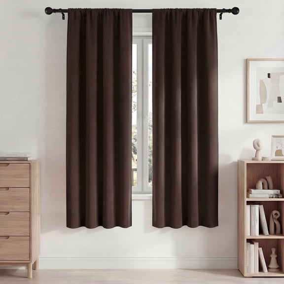 Blackout Curtains, Room Darkening Curtains 42x72in 2 Panels Set, Rod Pocket Blackout Drapes for Bedroom Living Room, Thermal Insulated & Noise Reduction Window Curtains, Brown