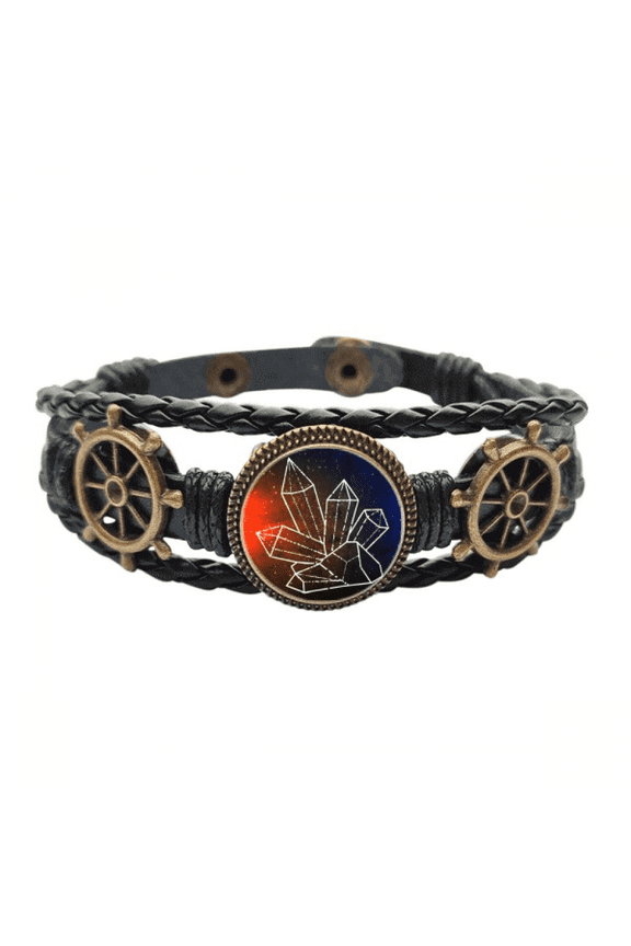 brown star crystal universe fantasy leather braided ocean bracelet wristband