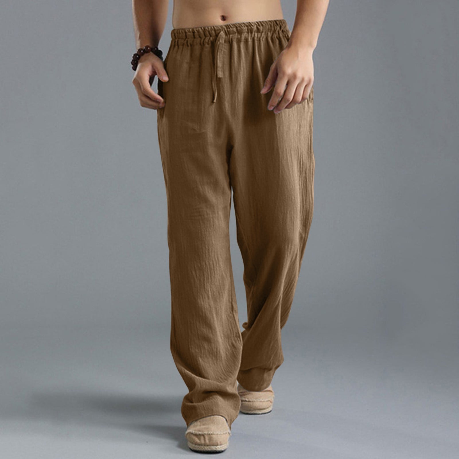 brown sweatpants men spring and summer pant casual all match solid