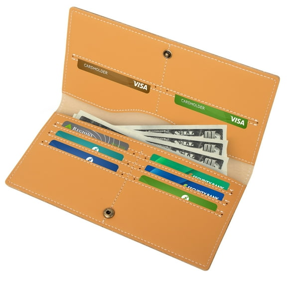 Cshidworld RFID Bifold Mens Wallets, Slim Credit Card Wallet, Real Leather Long Wallet for Men, with 8 Card Holder & 2 Cash Pocket, Great Gift for Father Husband