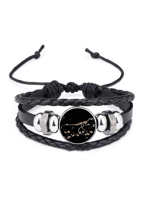 bs black small dinosaur bracelet braided leather woven wristband