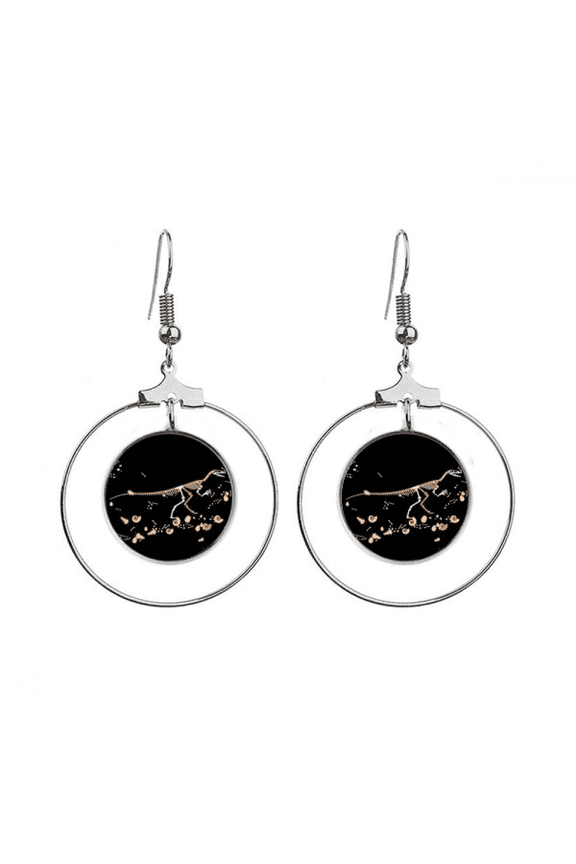 bs black small dinosaur earrings dangle hoop jewelry drop circle