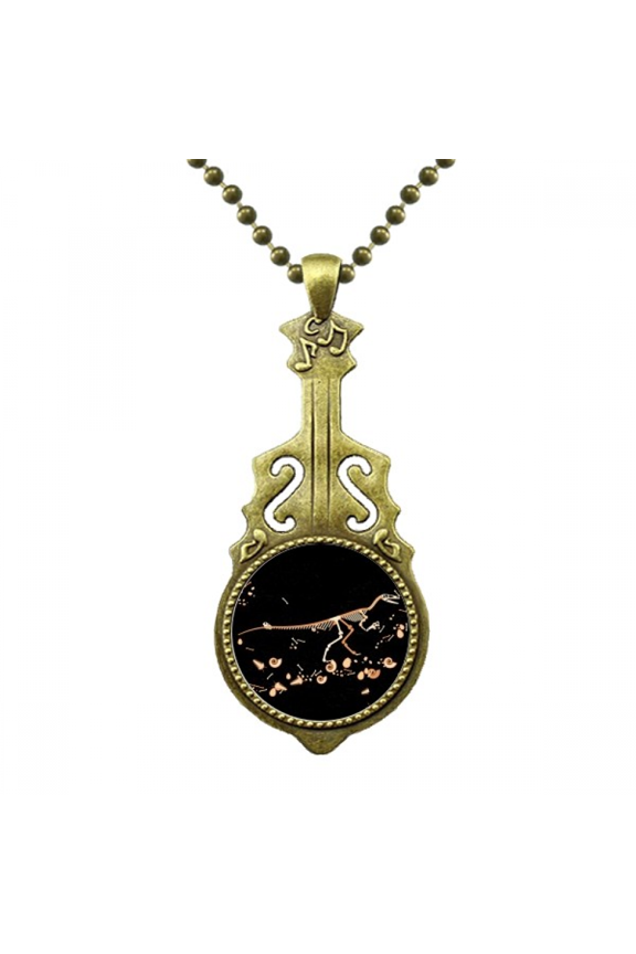 bs black small dinosaur necklace antique guitar jewelry music pendant