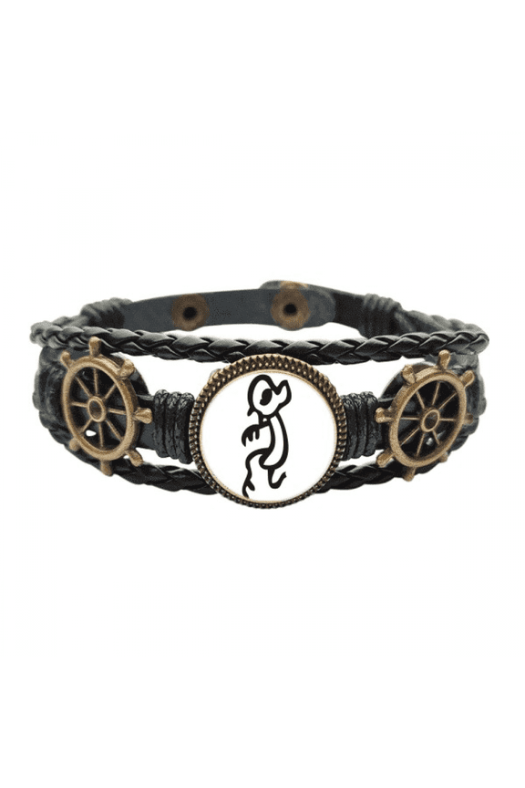 bs inscriptions chinese zodiac monkey Leather Braided Ocean Bracelet Wristband