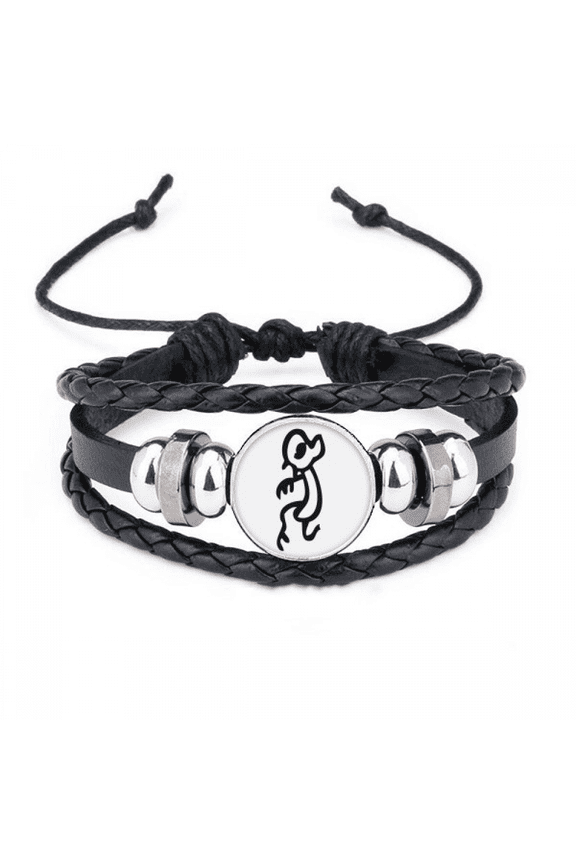 bs inscriptions chinese zodiac monkey bracelet braided leather woven wristband