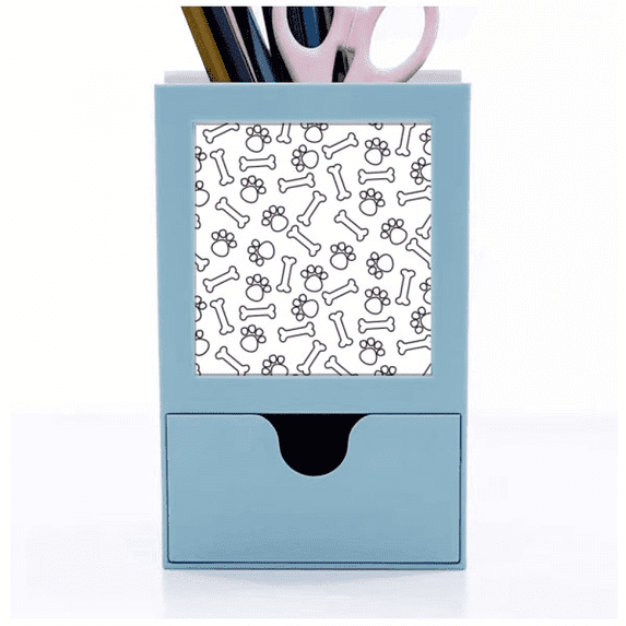 bs paw prints line-drawing animal desk supplies organizer pen holder card