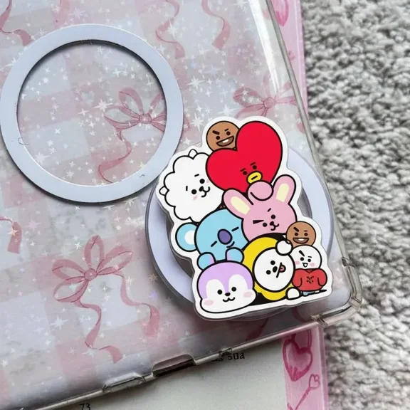 bt21 Cute Kawaii Friends Phone Grip  Cartoon Character Magnetic Phone Holder, Aesthetic Gift For Girls