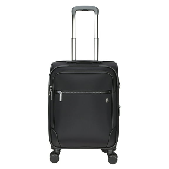 BTL 20-inch Carry-On Expandable Nylon Softside Upright Luggage with 360-Spinner Wheels and Divider Pockets, Black
