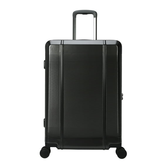 btL 24-inch Checked Expandable Hardside Upright Luggage With 360-Spinner Wheels and Divider Pockets, Black