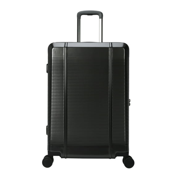 btL 24-inch Checked Expandable Hardside Upright Luggage With 360-Spinner Wheels and Divider Pockets, Black