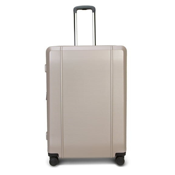 btL 28-inch Checked Expandable Hardside Upright Luggage With 360-Spinner Wheels and Divider Pockets, Taupe