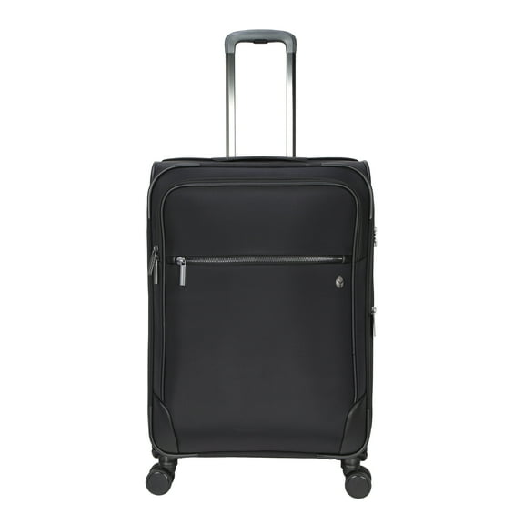 BTL 28-inch Checked Expandable Nylon Softside Upright Luggage With 360-Spinner Wheels and Divider Pockets, Black