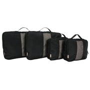 btL 4 Piece Nylon Front See-Through Mesh Expandable Zippered Compression Packing Cubes, Black