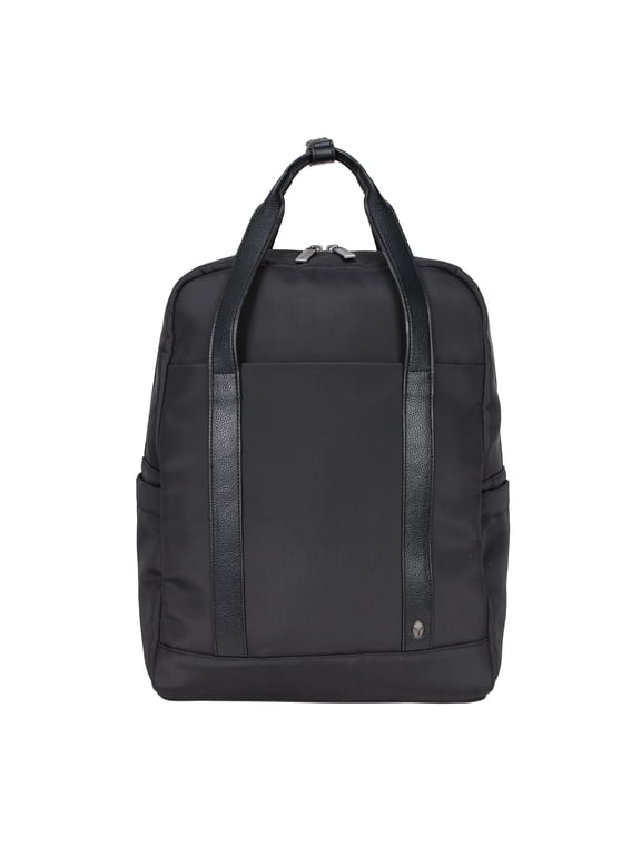 16-inch Nylon Convertible Travel Backpack Tote with 15-inch Laptop Sleeve, Black