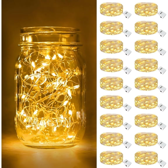 btfarm Fairy Lights Battery Operated [3 Modes], 7ft 20 Led Twinkle Lights String Lights Waterproof Bulk Small Mini Silver Wire for Christmas Mason Jars Wedding Table Centerpiece