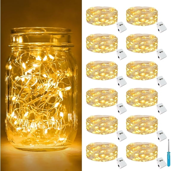 btfarm Fairy Lights Battery Operated [3 Modes], 7ft 20 Led Twinkle Lights String Lights Waterproof Bulk Small Mini Silver Wire for Christmas Mason Jars Wedding Table Centerpiece