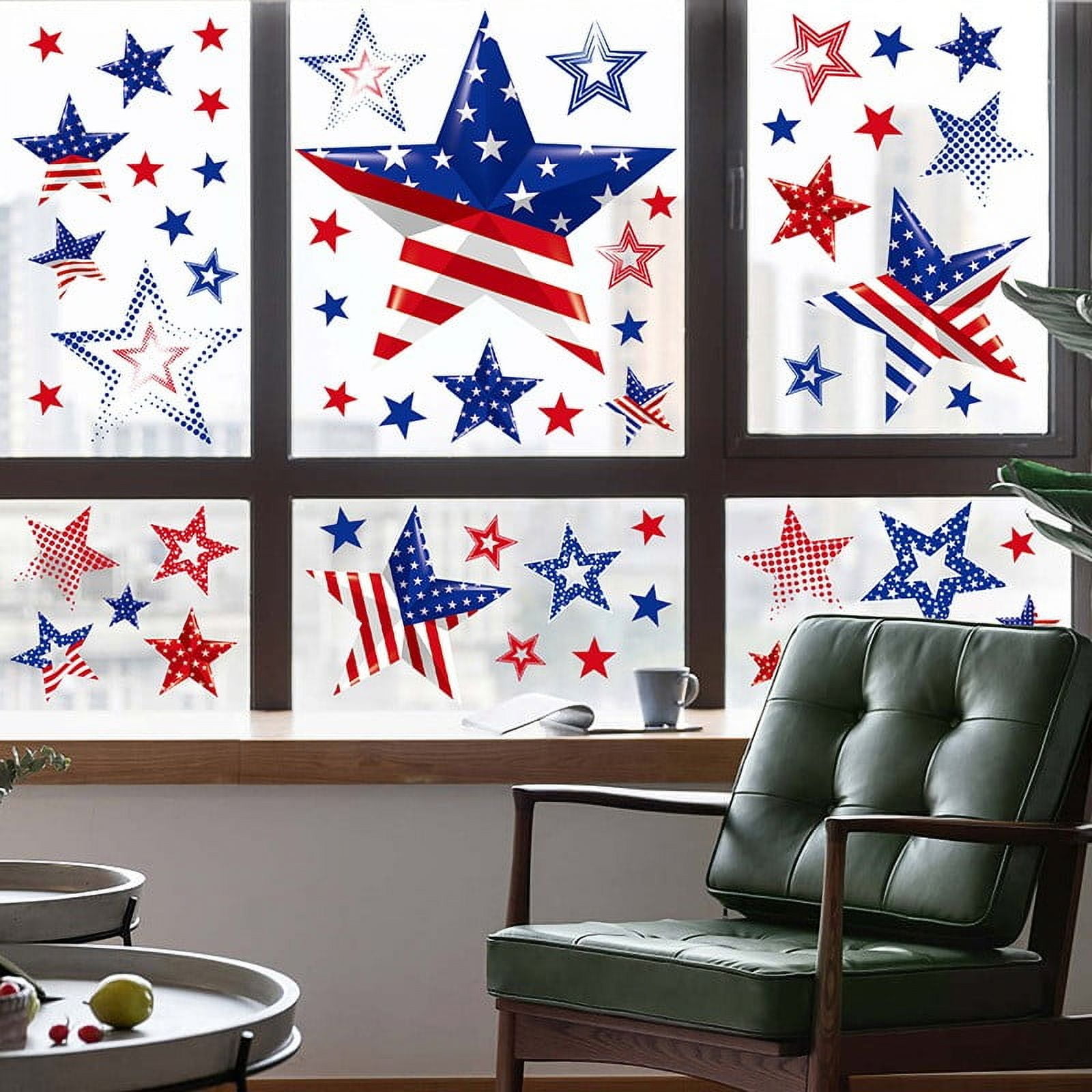 bu Patriotic Window Clings Independence Day Decorations Star Spangled ...
