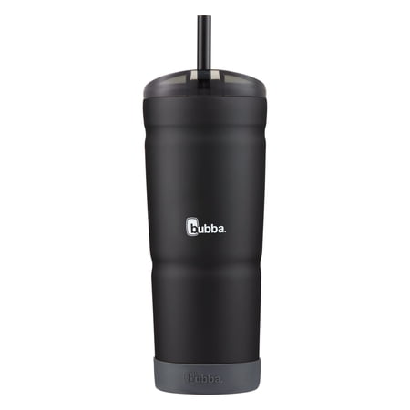 bubba Envy S Stainless Steel Tumbler with Straw and Bumper Rubberized in Black, 24 fl oz.