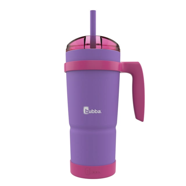 bubba Envy Stainless Steel Tumbler with Removeable Handle, Bumper, Straw Rubberized in Purple 32 oz.