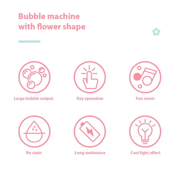 bubble blower Vertical Bubble Maker with Sound Lamp Rose Flower Shaped Automatic Bubble Machine for Summer Parties Outdoors