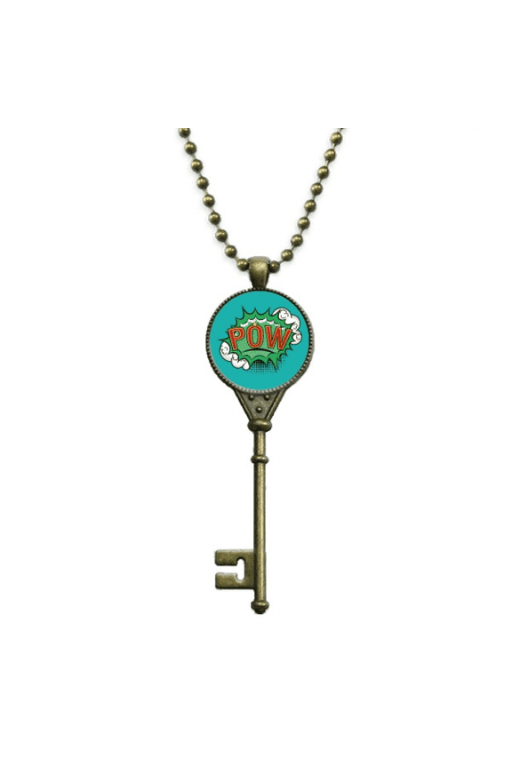 bubble pow green cartoon dialog key necklace pendant tray embellished chain