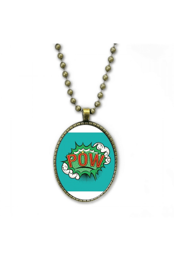 bubble pow green cartoon dialog necklace vintage chain bead pendant jewelry collection