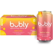 bubly Bellini Bliss Sparkling Water, 12 fl oz, 8 Pack Cans