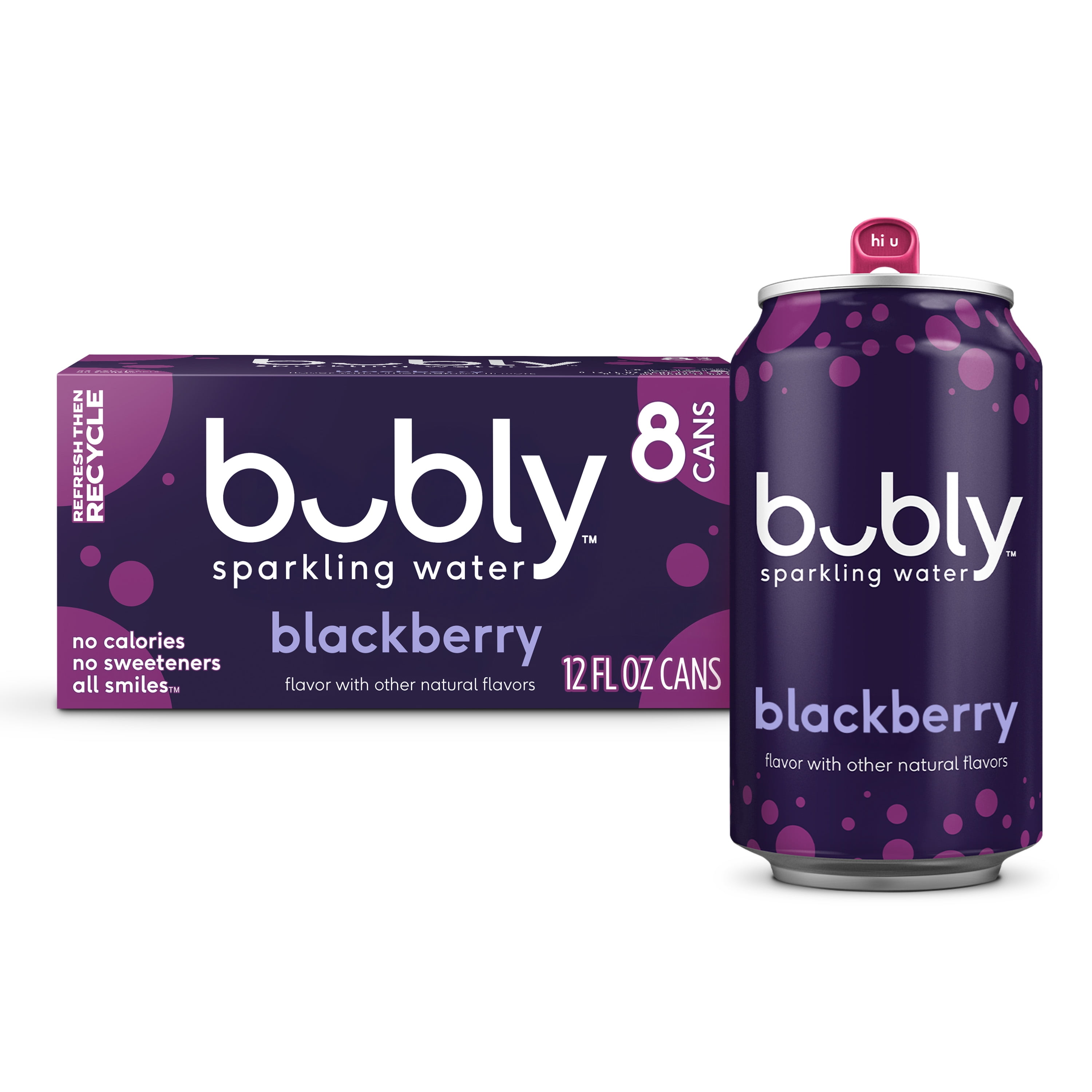 bubly Blackberry Sparkling Water, 12 fl oz, 8 Pack Cans