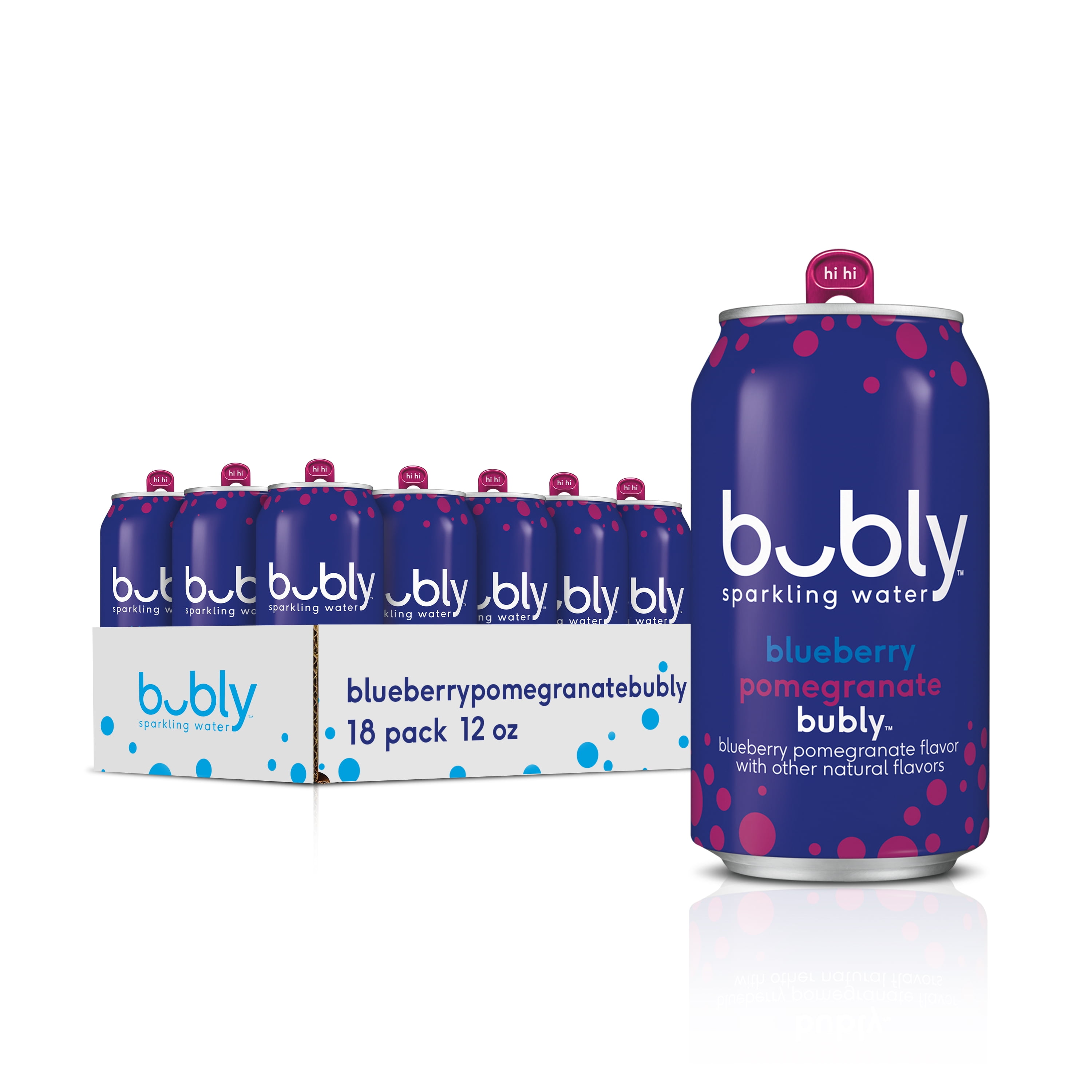bubly Blueberry Pomegranate Flavored Sparkling Water, 12 oz, 18 Pack