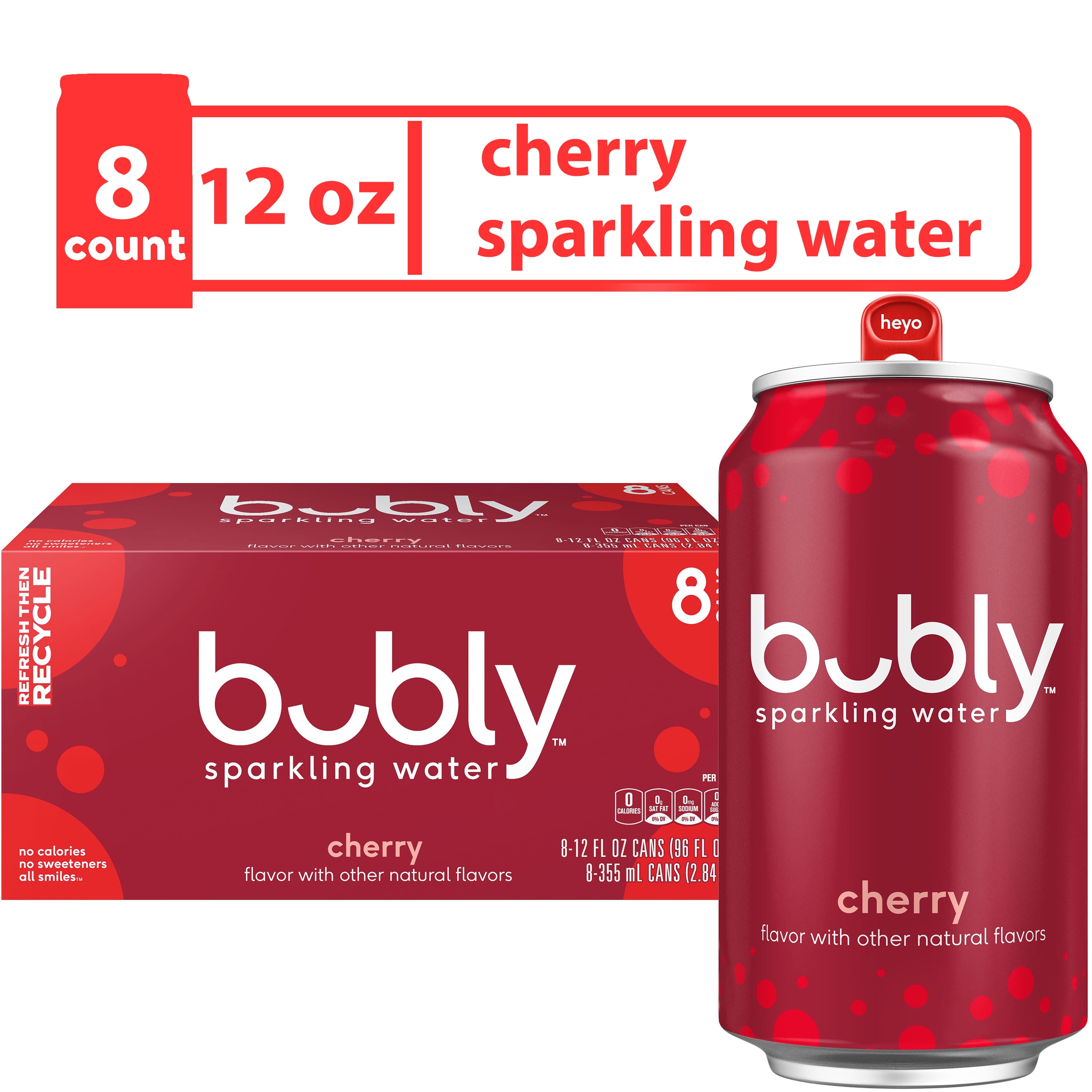 Bubly Cherry Flavored Sparkling Water, 12 Fl Oz, 8