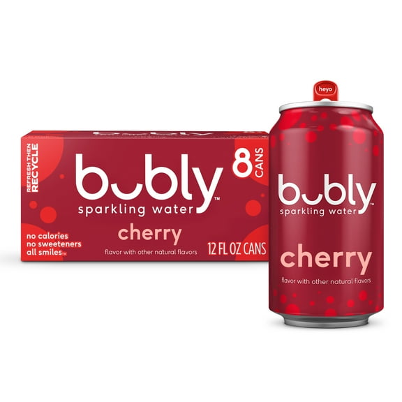 bubly Cherry Sparkling Water, 12 fl oz, 8 Pack Cans