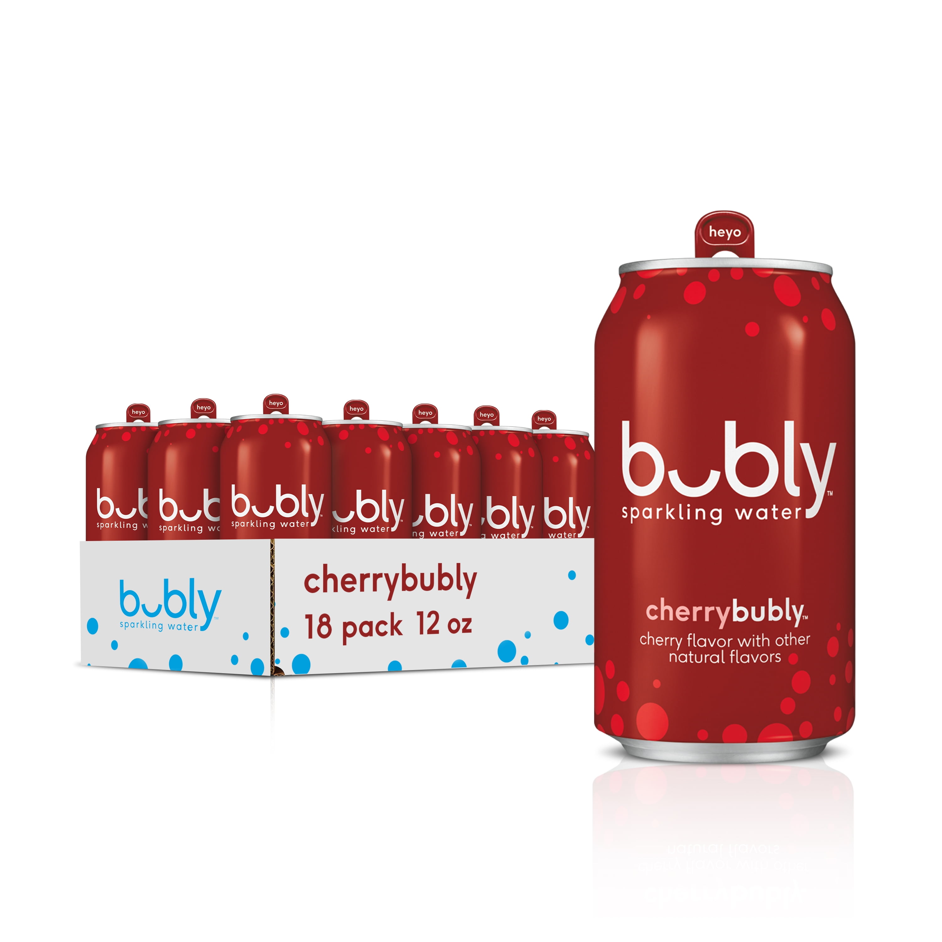 bubly Cherry Sparkling Water, 12 fl oz, 18 Pack Cans