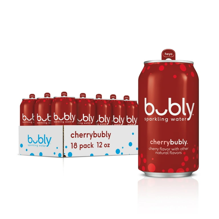 bubly, Sparkling Water, 12 fl oz, Cherry flavor 18 Pack Cans
