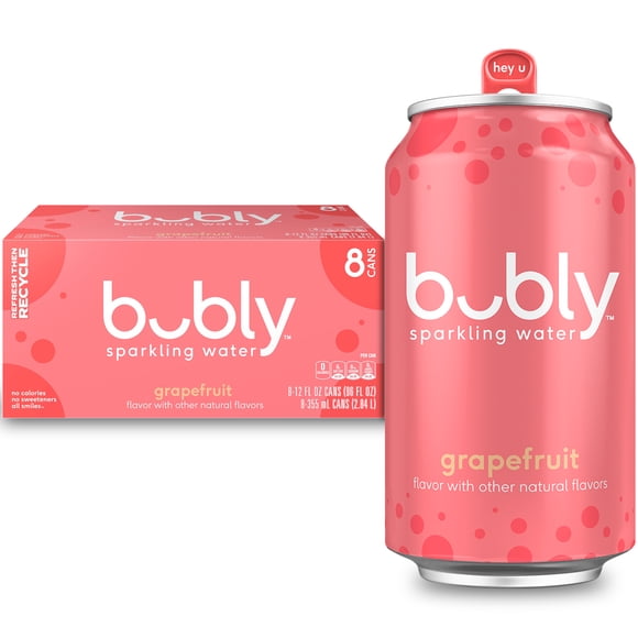 bubly Sparkling Water, The Super Mario Galaxy Movie Grapefruit, Zero Sugar & Zero Calories, 12 fl oz Cans (8 pack)
