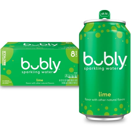 bubly Sparkling Water, The Super Mario Galaxy Movie Lime, Zero Sugar & Zero Calories, 12 fl oz Cans (8 pack)