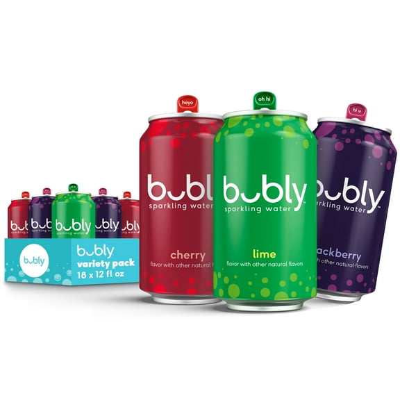 bubly Lime Yours Sparkling Water, Variety Pack, 12 fl oz, 18 Pack Cans